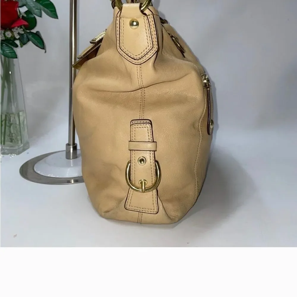 Coach Beige Leather Tote Bag